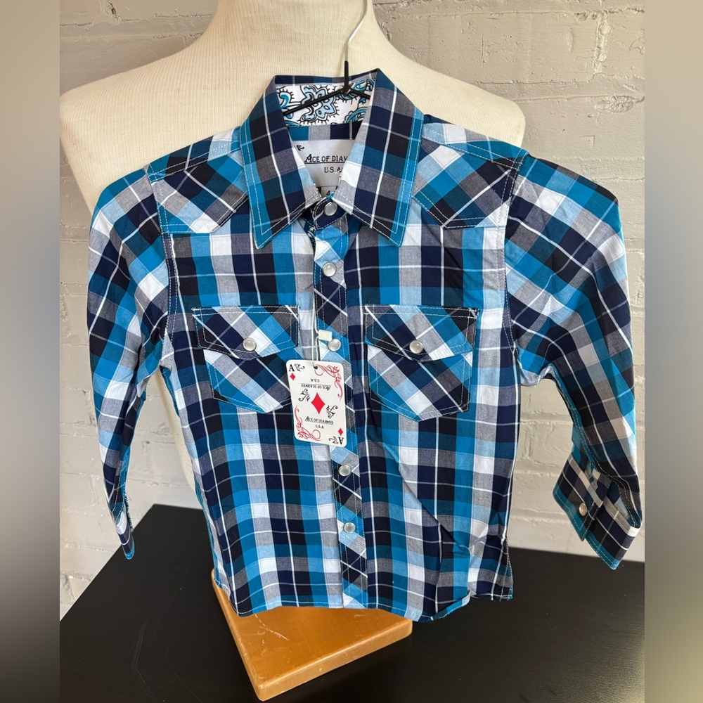Stylish Kids Blue Plaid Button Down Shirt